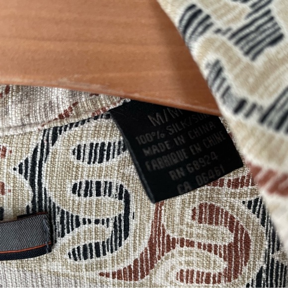 Axis 100% Silk Printed Casual Button Down Short Sleeve Shirt Mens Size Medium - Picture 6 of 7